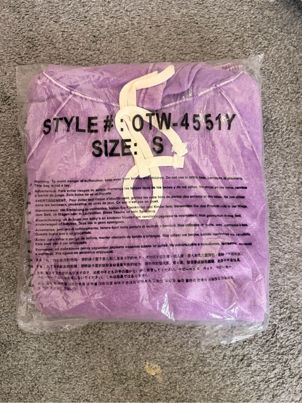 Zenana Outfitters Purple Acid Wash Drawstring Pullover Hoodie